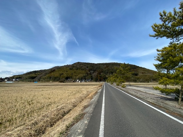 茶臼山、大山、枝に刺したみかん